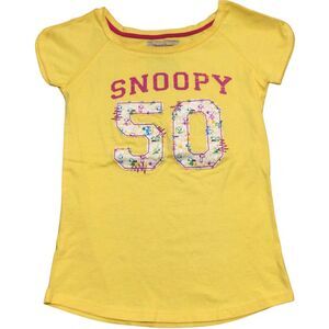 Vintage Snoopy Peanuts Anniversary Women's Juniors T-Shirt Size S NWOT Yellow